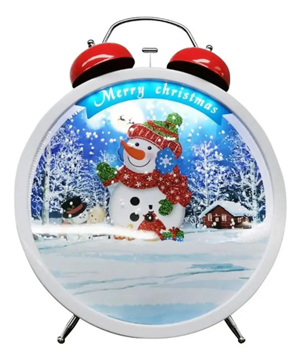 Reloj Navideño Bola De Nieve Con Luz Y Sonido Ref. Sdd011 3