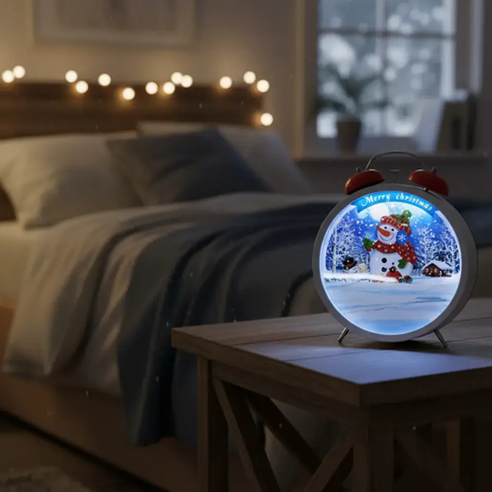 Reloj Navideño Bola De Nieve Con Luz Y Sonido Ref. Sdd011 4