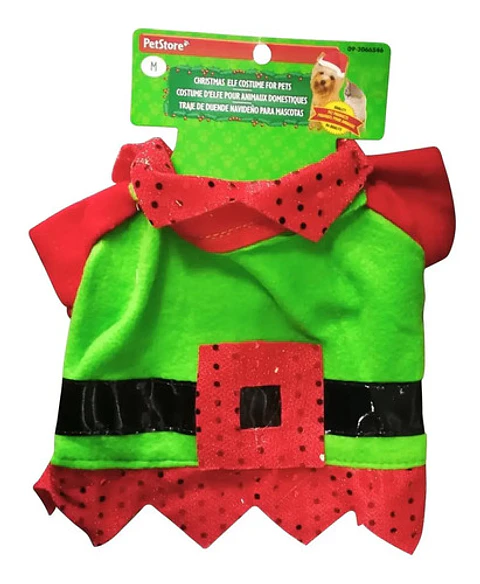 Disfraz Navideño Para Mascotas De Duende Ref. 66546 Talla M