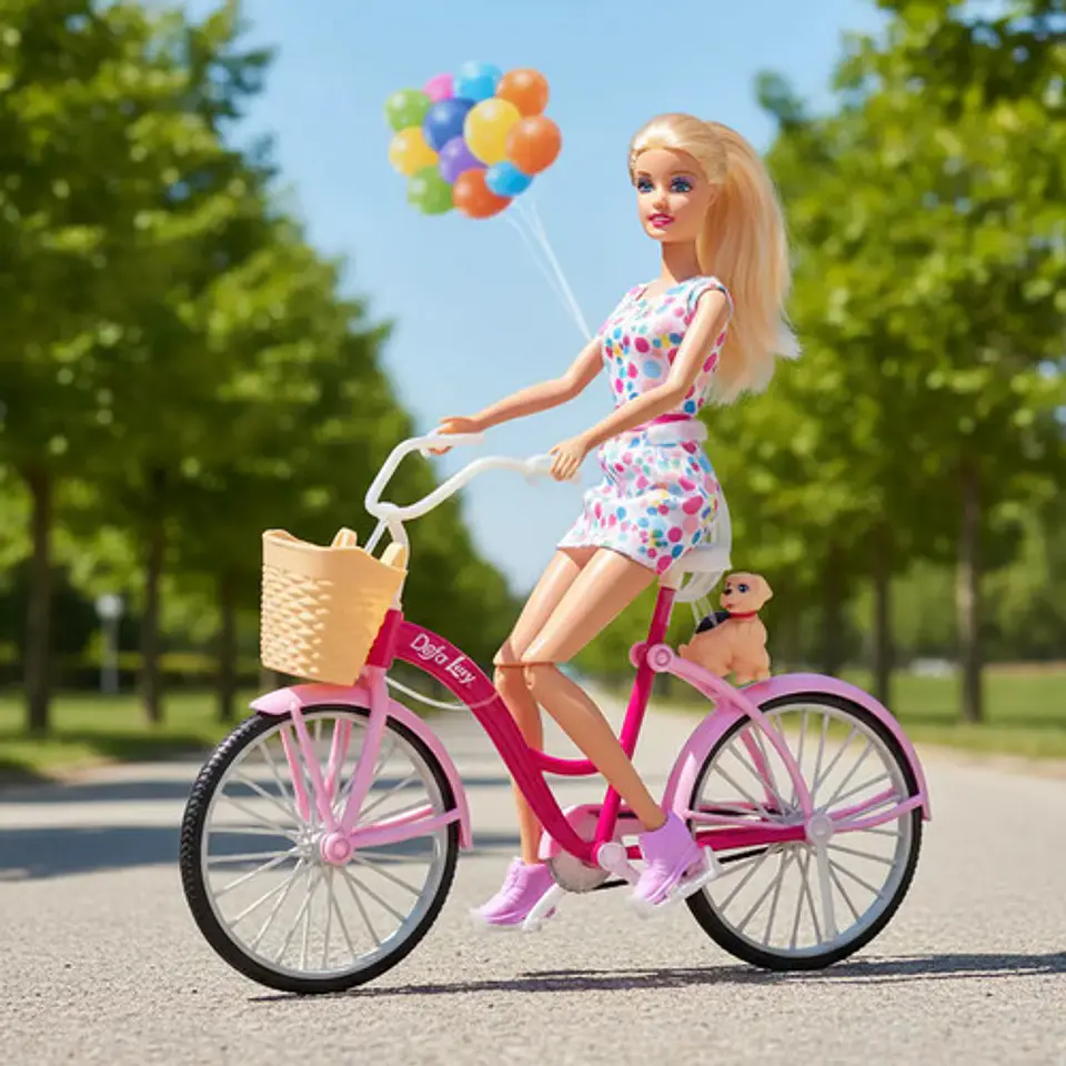 Muñeca 29cm Defa Lucy Bicicleta Glam Con Perrito Ref. 8276 1