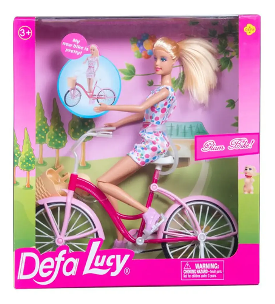 Muñeca 29cm Defa Lucy Bicicleta Glam Con Perrito Ref. 8276 3