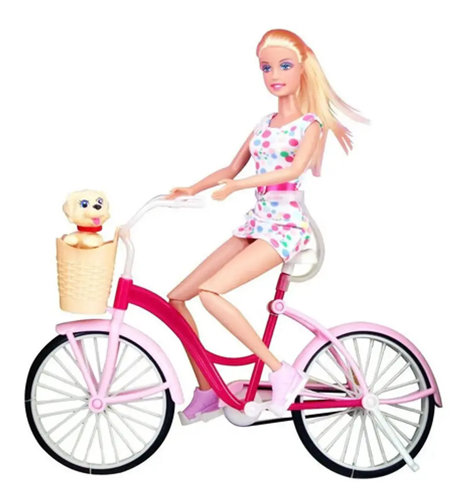 Muñeca 29cm Defa Lucy Bicicleta Glam Con Perrito Ref. 8276 4