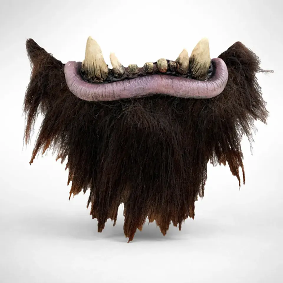 Máscara Trol Con Barba Mitad Rostro Marrón Oscuro Adulto Todo Fiestas 5
