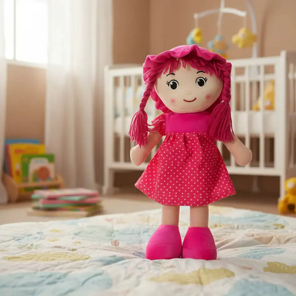 Muñeca De Trapo 38cm Pequeña Suave Con Vestido Niñas Bebés 1