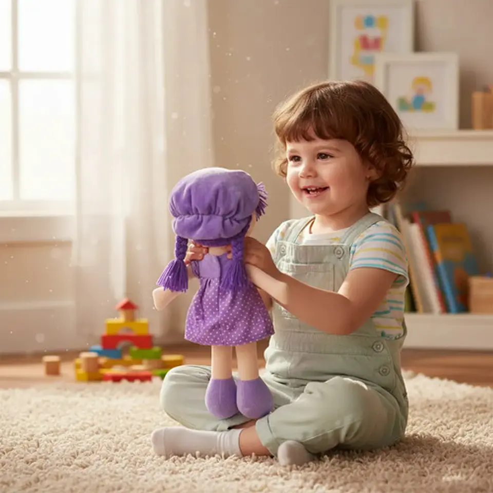 Muñeca De Trapo 38cm Pequeña Suave Con Vestido Niñas Bebés 12