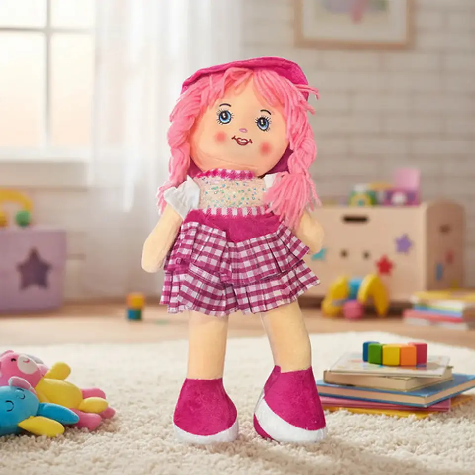 Muñeca De Trapo 38cm Pequeña Suave Con Vestido Niñas Bebés 14