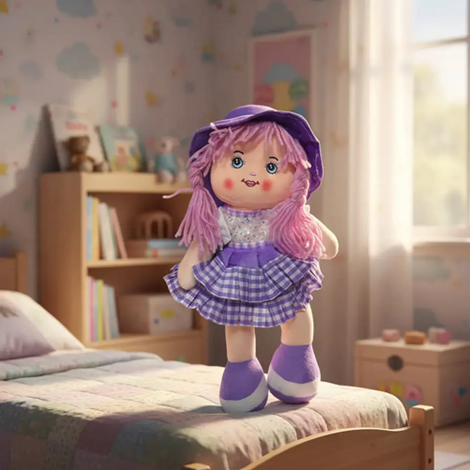 Muñeca De Trapo 38cm Pequeña Suave Con Vestido Niñas Bebés 25
