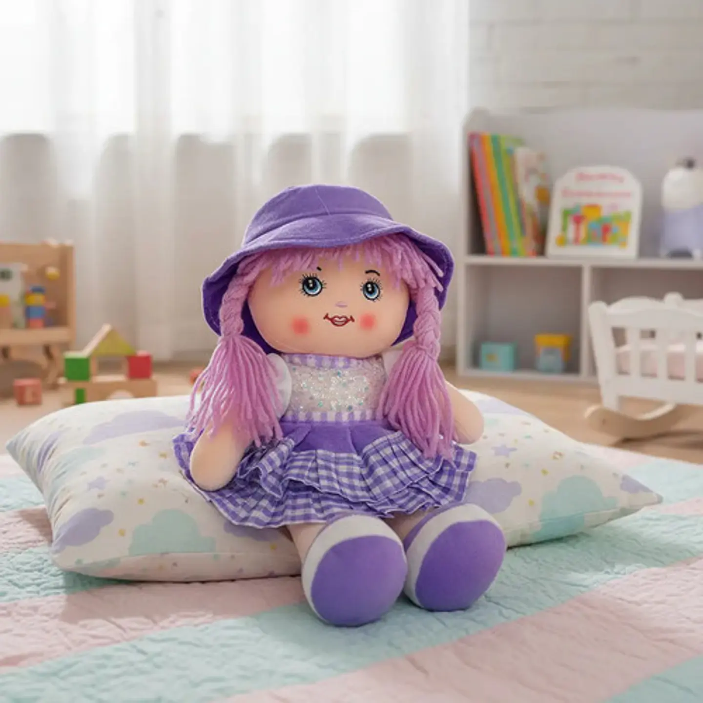 Muñeca De Trapo 38cm Pequeña Suave Con Vestido Niñas Bebés 31