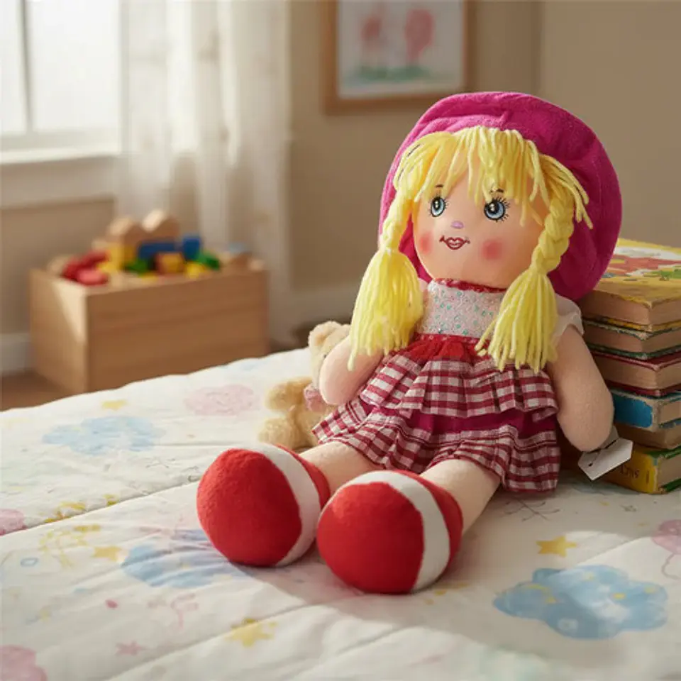 Muñeca De Trapo 38cm Pequeña Suave Con Vestido Niñas Bebés 34