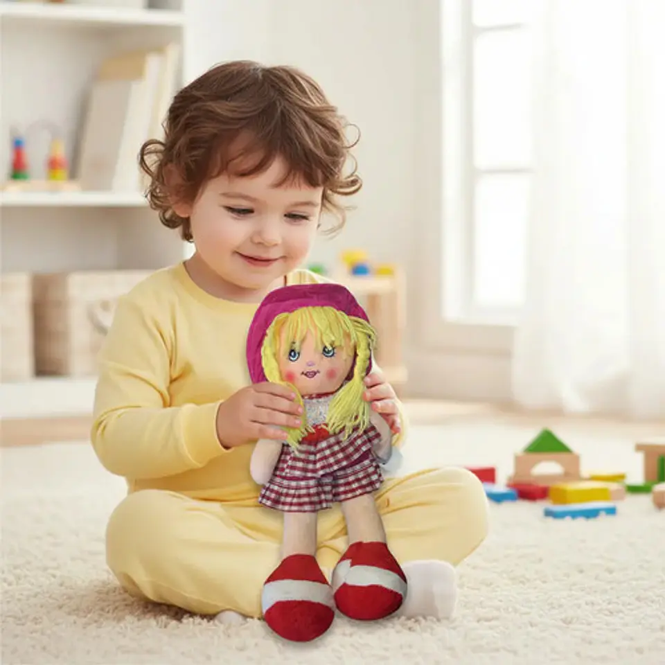 Muñeca De Trapo 38cm Pequeña Suave Con Vestido Niñas Bebés 38