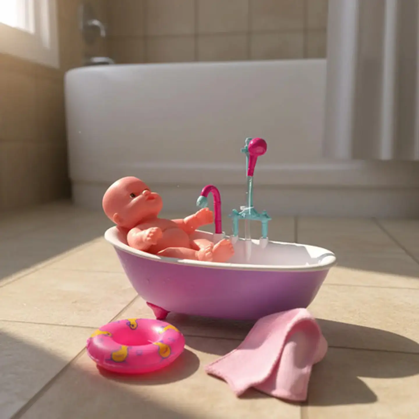 Mini Bañera Divertida Bebé Agua Real Luz Y Sonido Ref. 389-1 6
