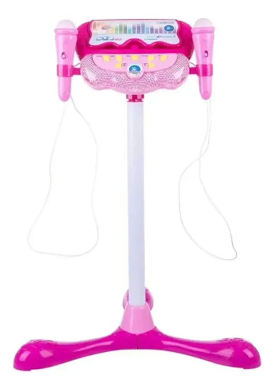 Micrófono Karaoke Doble Con Soporte Luz Mp3 Ref. Hk-6018 3