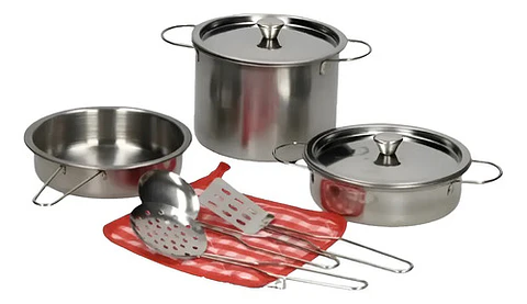 Set Cocina Kitchen Series Ollas 9pcs Acero Niños