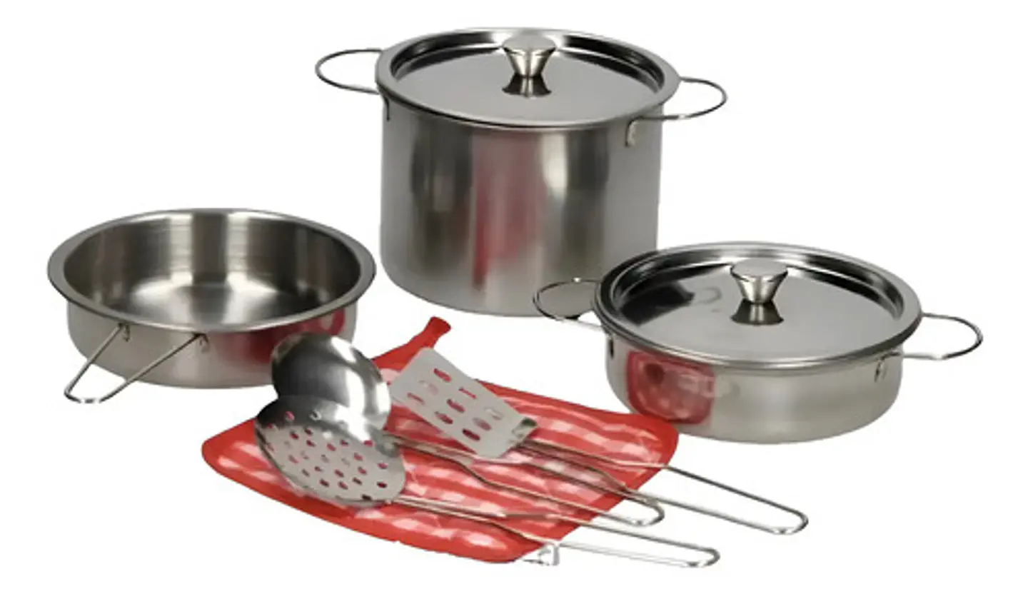 Set Cocina Kitchen Series Ollas 9pcs Acero Niños 1