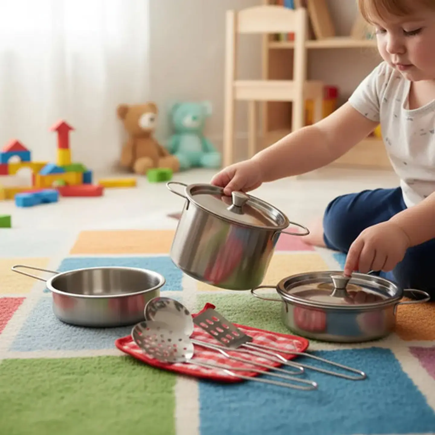 Set Cocina Kitchen Series Ollas 9pcs Acero Niños 3