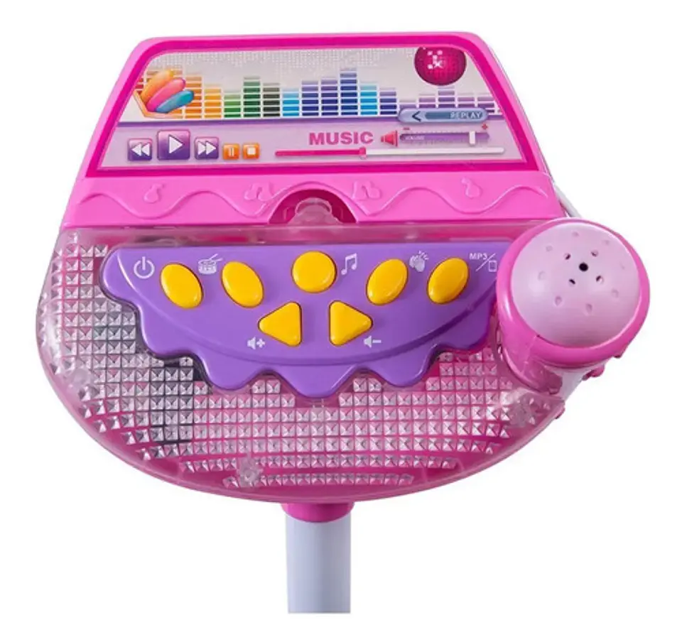 Micrófono Karaoke Con Soporte Amplificador Mp3 Luz Hk-6011 2