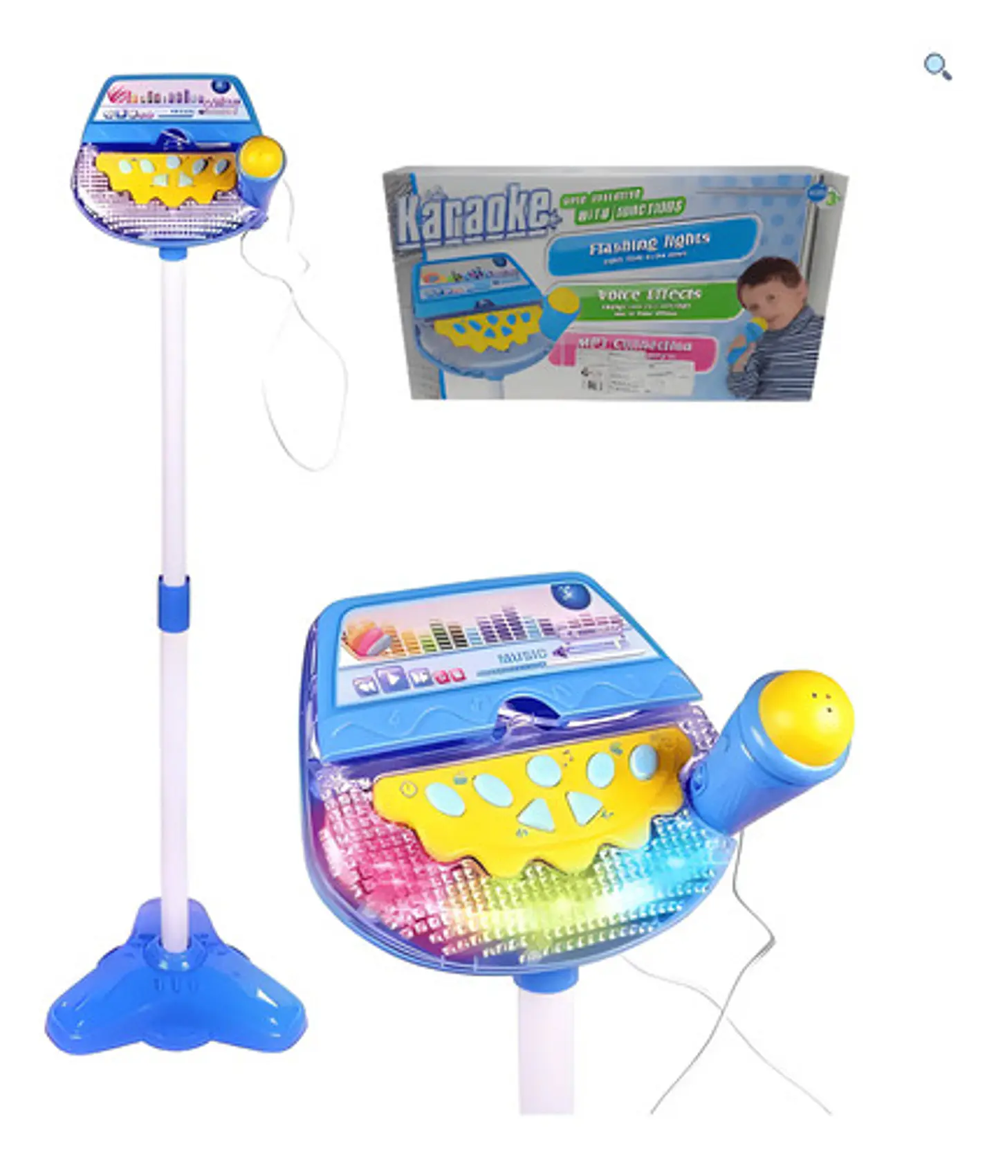 Micrófono Karaoke Con Soporte Amplificador Mp3 Luz Hk-6011 6