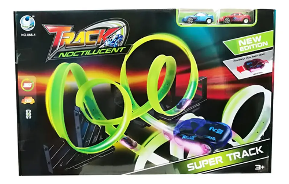 Pista 2 Carros Luminiscente Track Noctilucent Ref. 006-1 Verde 1