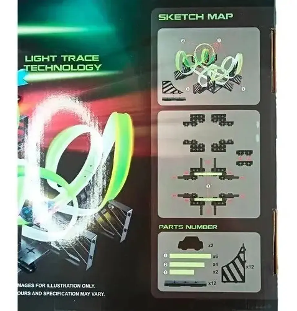 Pista 2 Carros Luminiscente Track Noctilucent Ref. 006-1 Verde 2