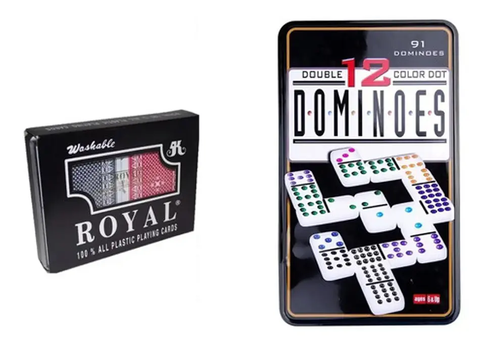 Combo Domino Doble Doce 91 Fichas Poker Royal Juego De Mesa  1