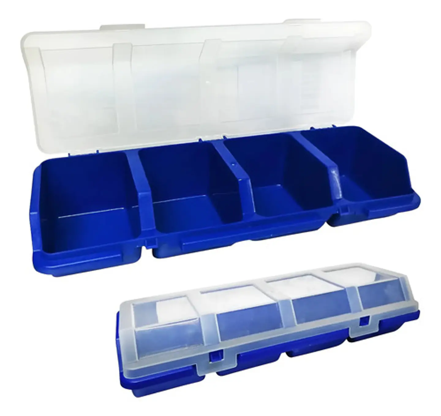 Organizador Plástico De Piezas Pequeñas X4 Compartimentos Azul 2