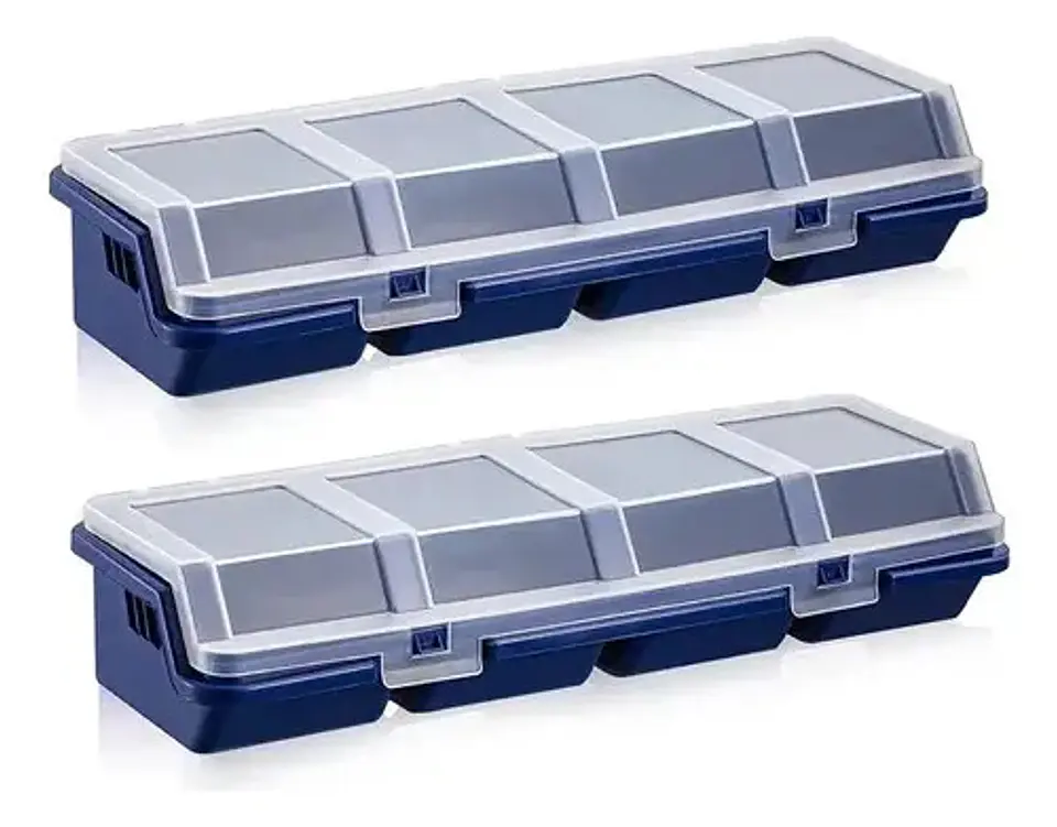 Organizador Plástico De Piezas Pequeñas X4 Compartimentos Azul 4