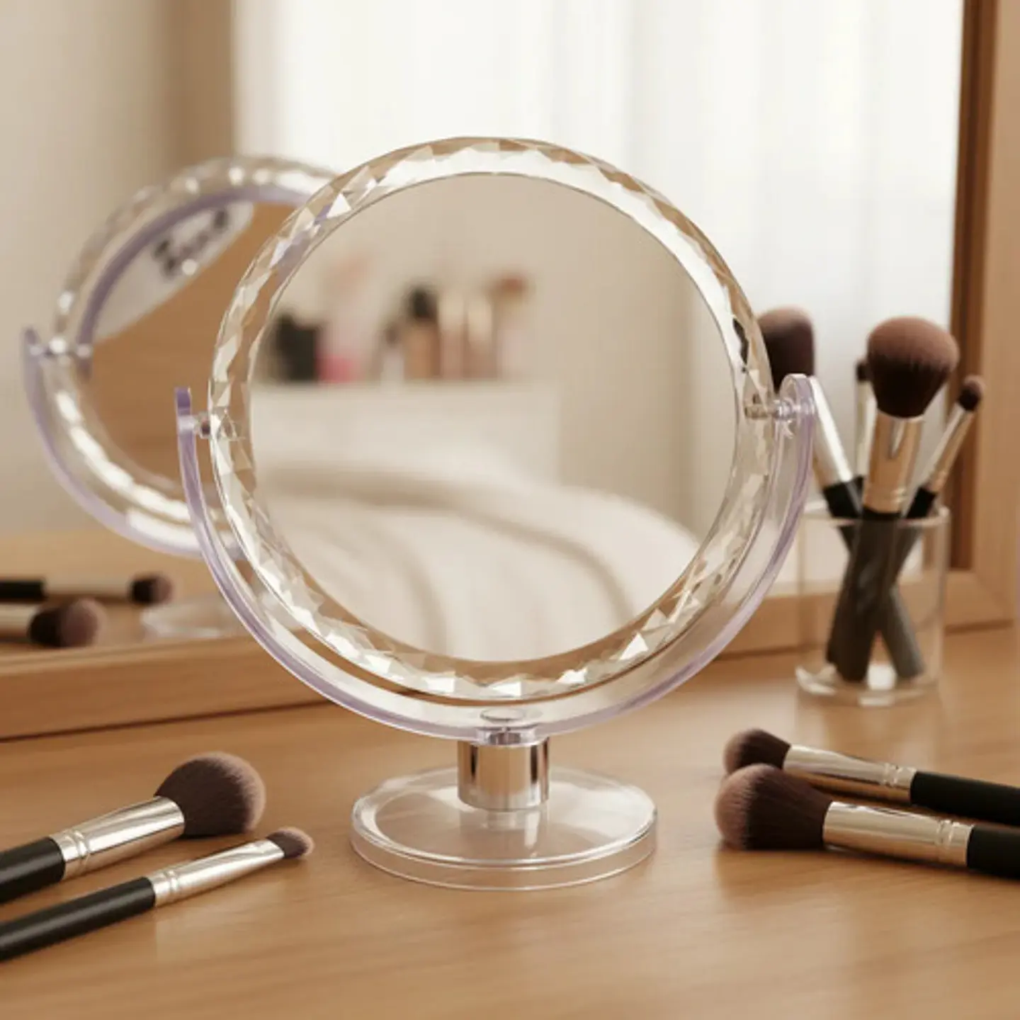 Set De Espejo De 10 Aumentos Mesa Brochas Maquillaje 1