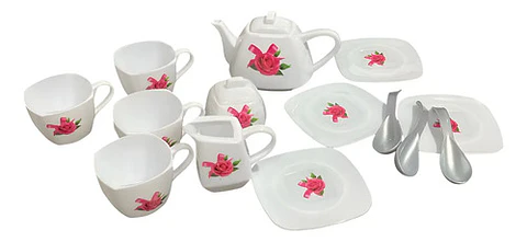 Set Mini Té Infantil 16 Piezas Blanco Vajilla Para Juego Cocina Niña