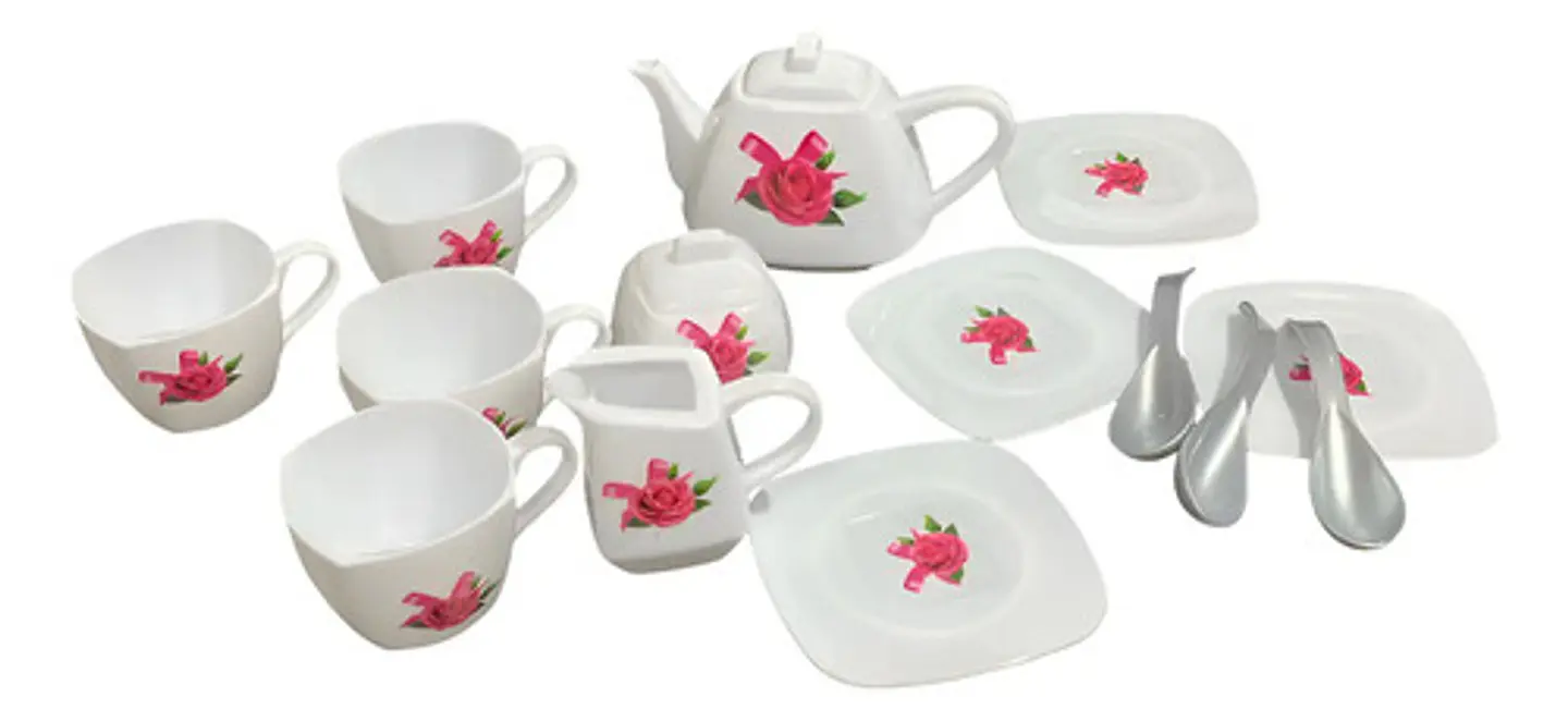 Set Mini Té Infantil 16 Piezas Blanco Vajilla Para Juego Cocina Niña 1