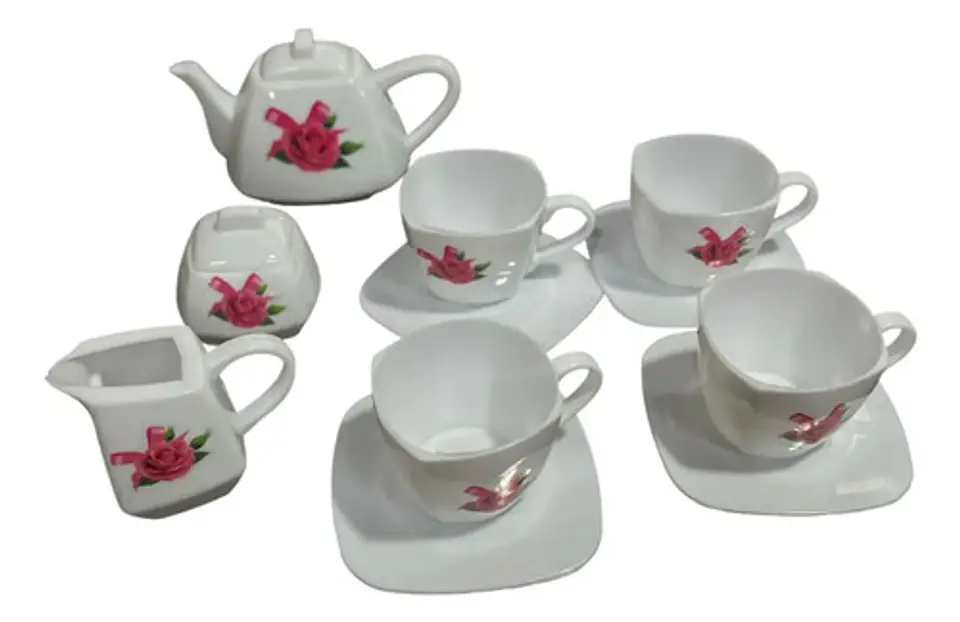 Set Mini Té Infantil 16 Piezas Blanco Vajilla Para Juego Cocina Niña 3