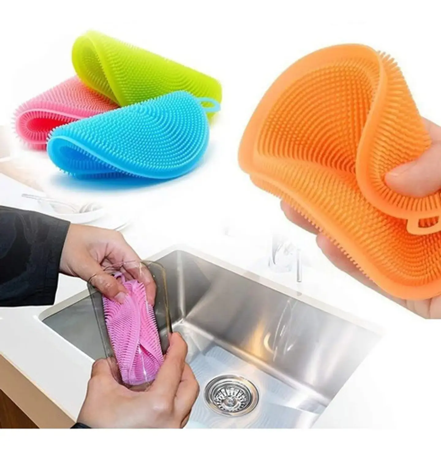 Pack X2 Esponjas Silicona Multiuso Scrubber Cleanz Antibacterianas 11cm 1