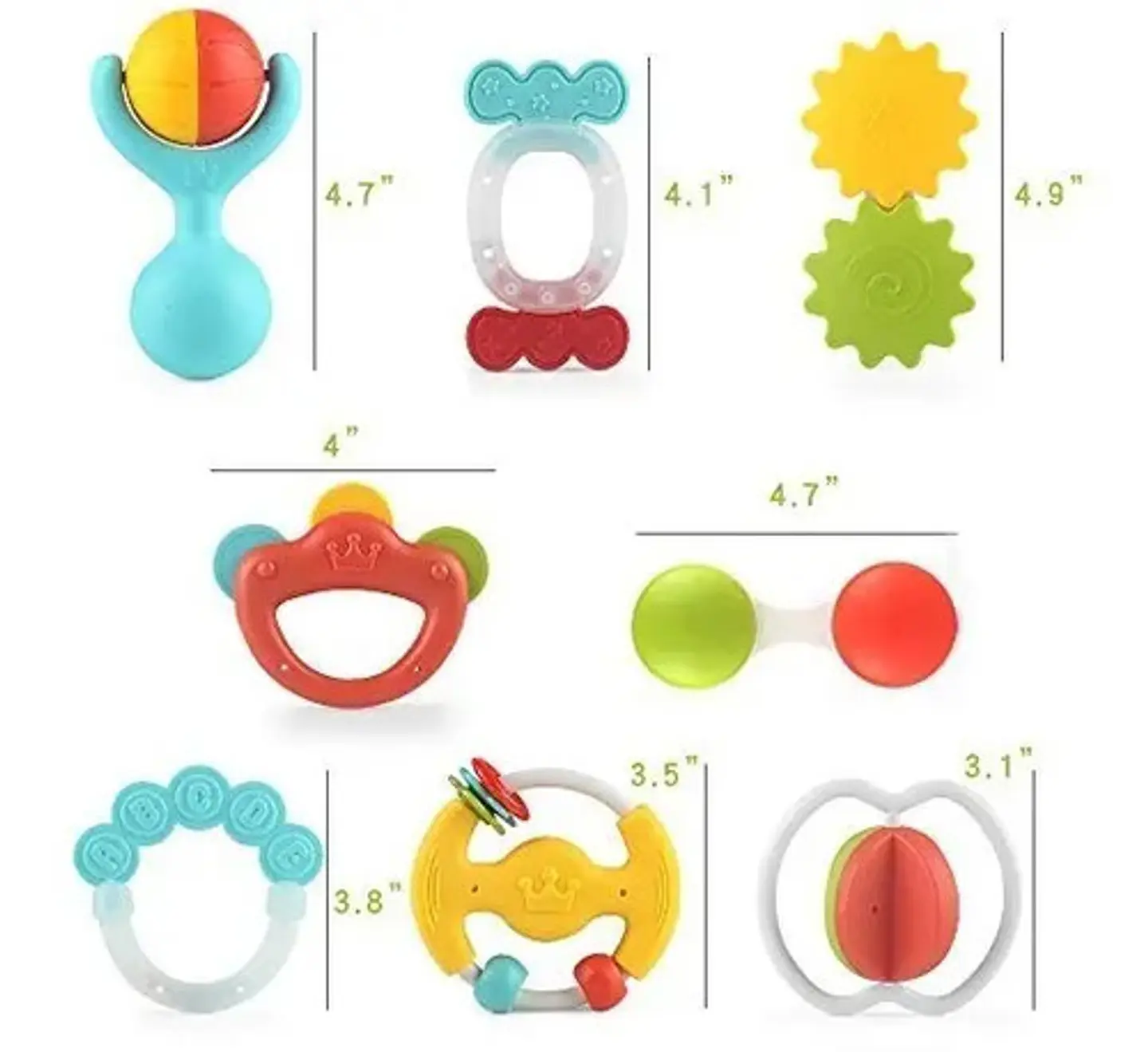 Set Sonajeros Bebé 8 Piezas Huanger Texturas Multicolor Mordedores 2