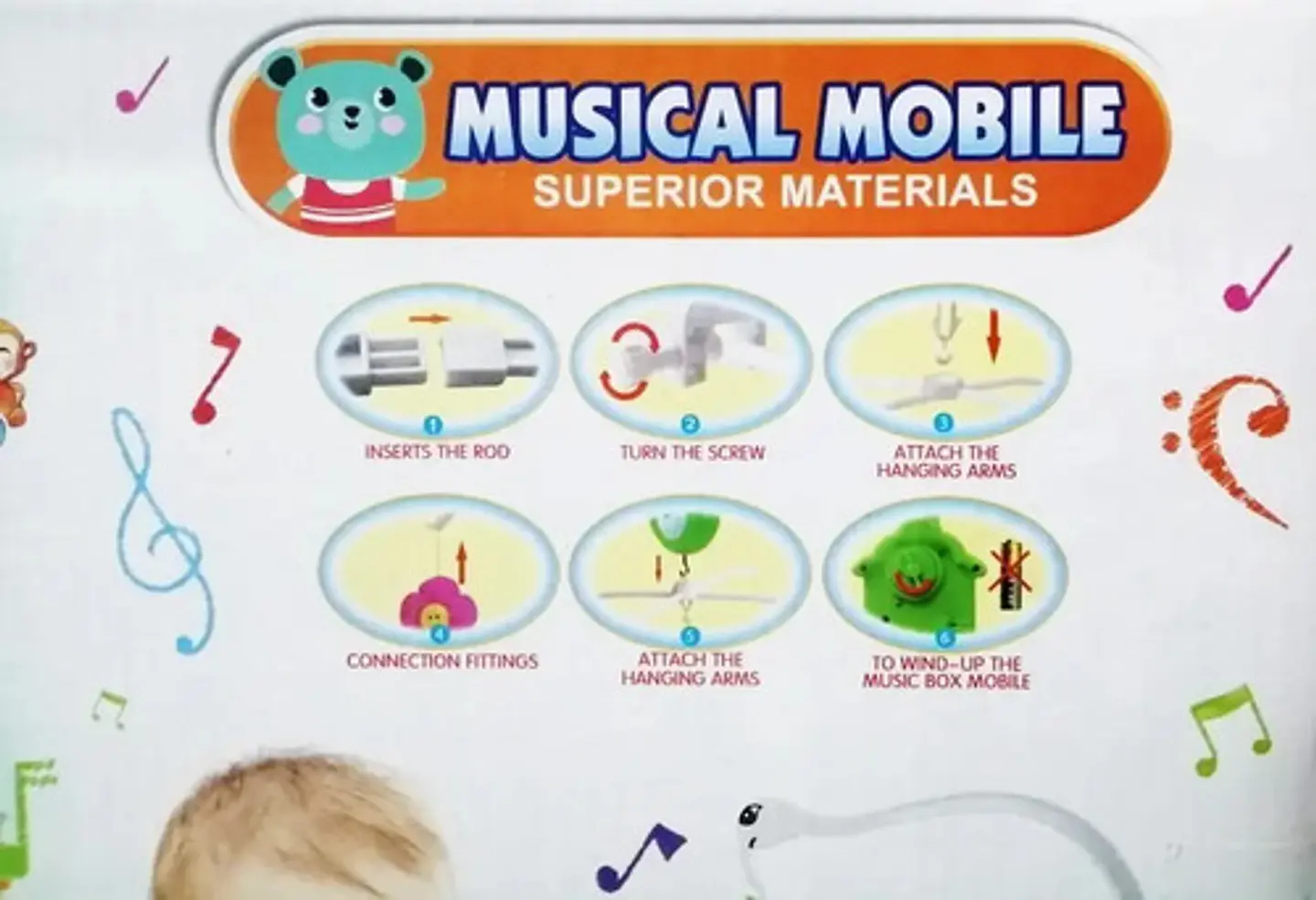 Móvil Musical Para Cuna Bebes Figuras De Animalitos 699-30 2