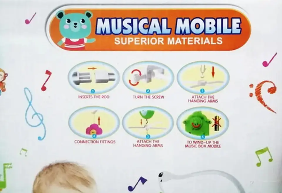 Móvil Musical Para Cuna Bebes Figuras De Animalitos 699-30 2