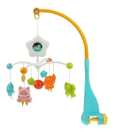 Móvil Musical Bebé Cuna Huanger Proyector Sonidos Y Luces Multicolor Animal