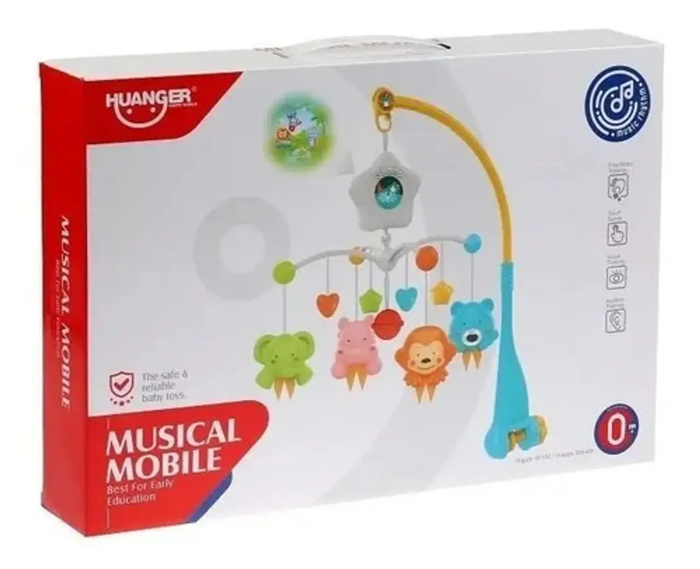 Móvil Musical Bebé Cuna Huanger Proyector Sonidos Y Luces Multicolor Animal 4