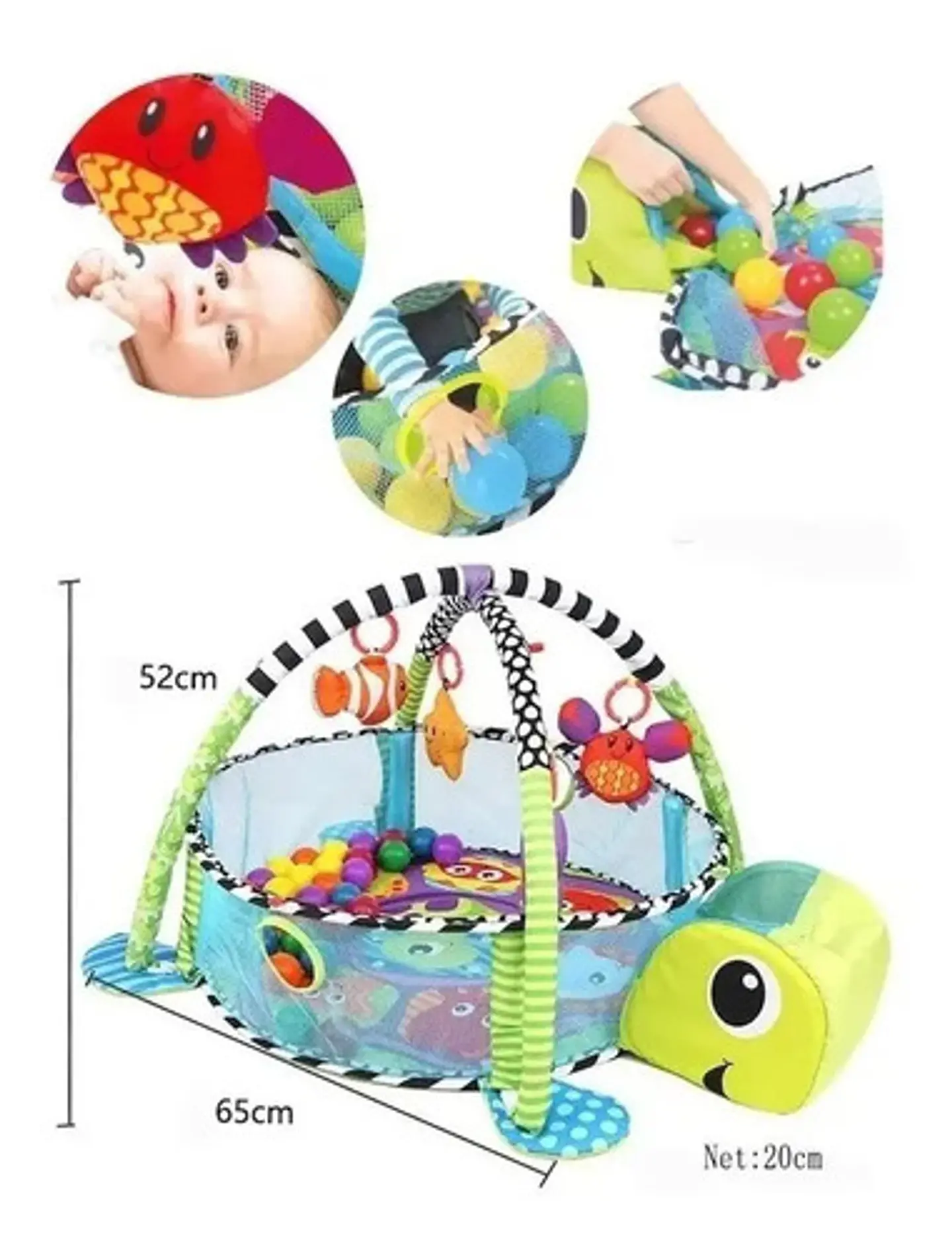 Gimnasio Para Bebe 3 En 1 Piscina Pelotas Tortuga Fc053 4