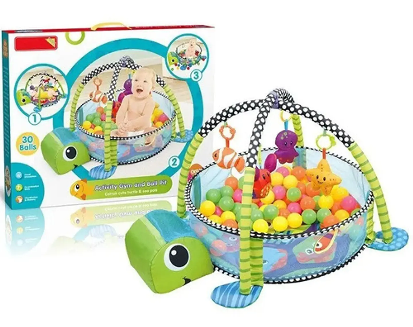 Gimnasio Para Bebe 3 En 1 Piscina Pelotas Tortuga Fc053 5
