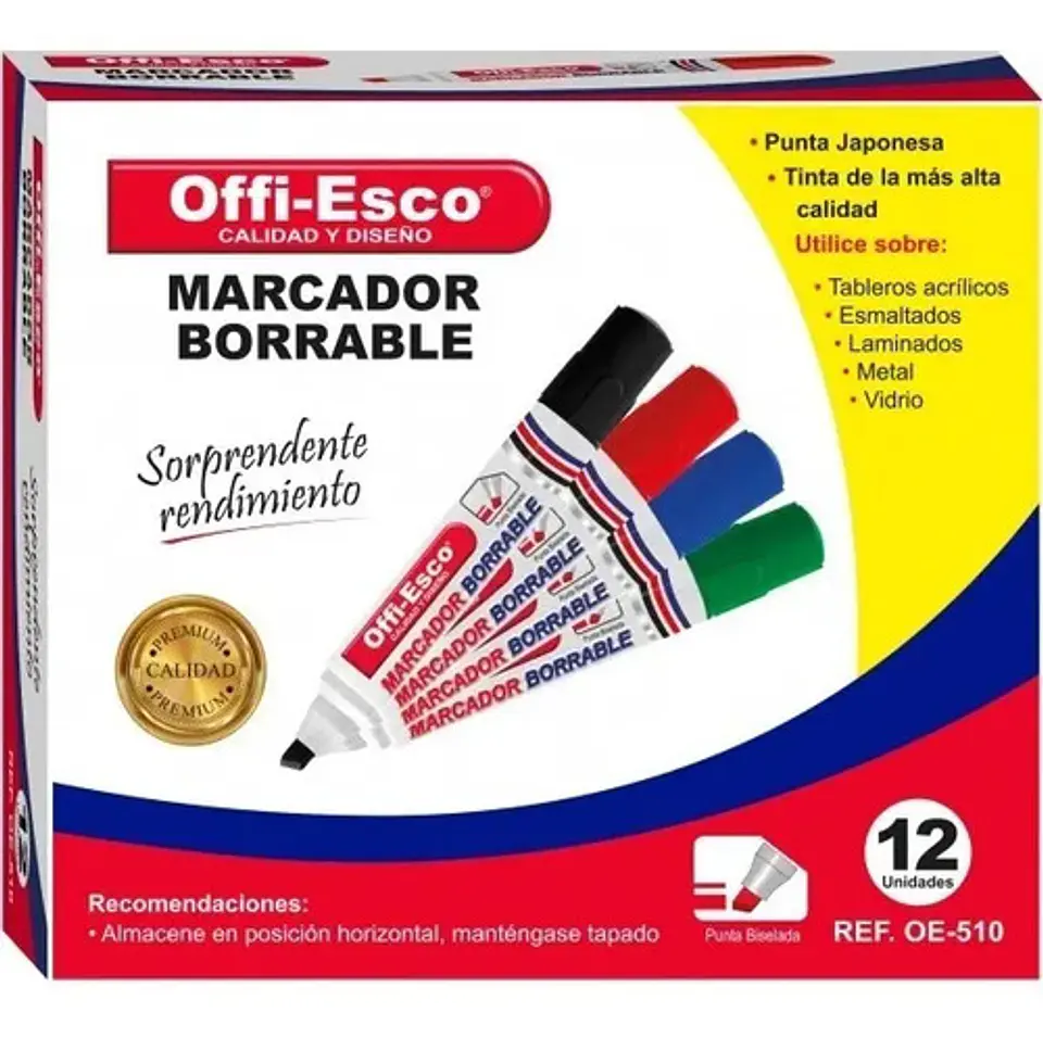 Marcador Borrable Tablero Colores Surtidos X 12  Oe- 510  2