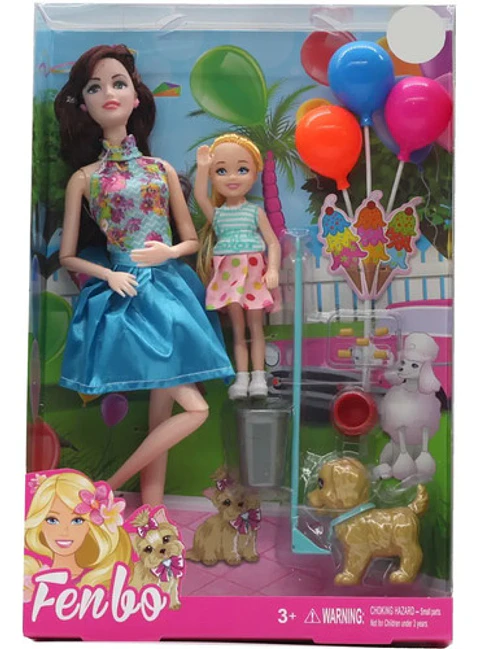 Muñeca Fenbo 30cm Globos Y Mascota Perrito Accesorios Fb062