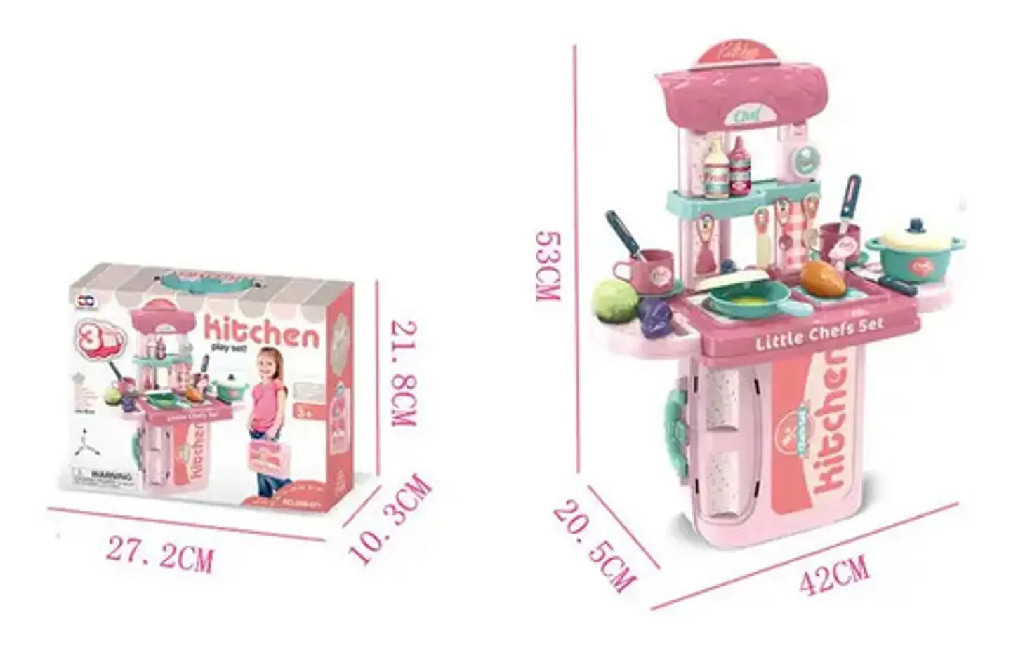 Cocina Maletín Infantil Portátil 3 En 1 Accesorios 008-976a 8