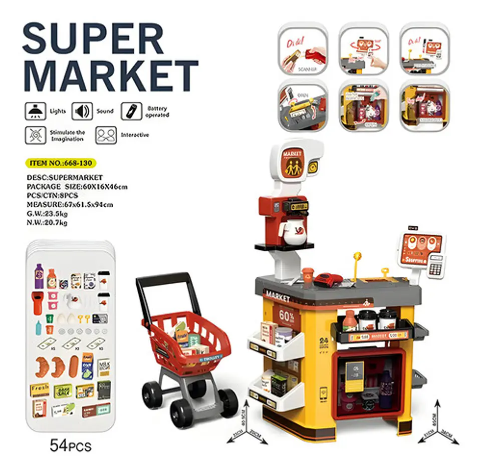 Supermercado Caja Registradora Carrito Accesorio Luz Sonido 3