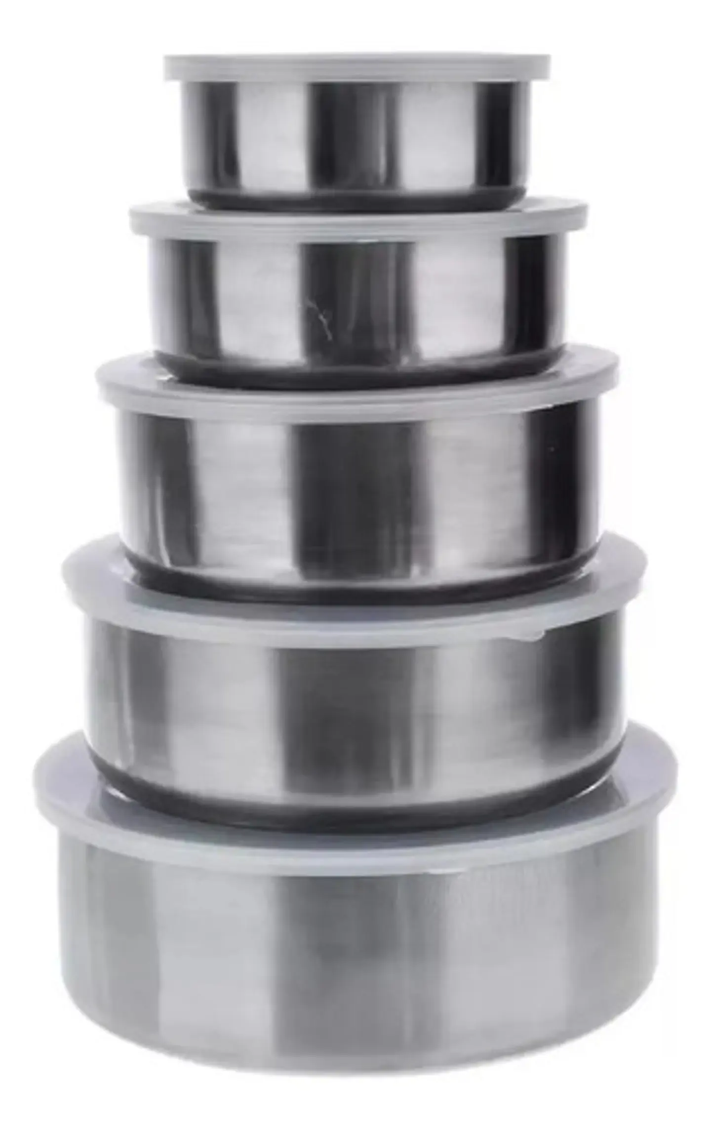 5 Bowls Acero Inoxidable Imperial Home Con Tapa Plateados Plateado 1