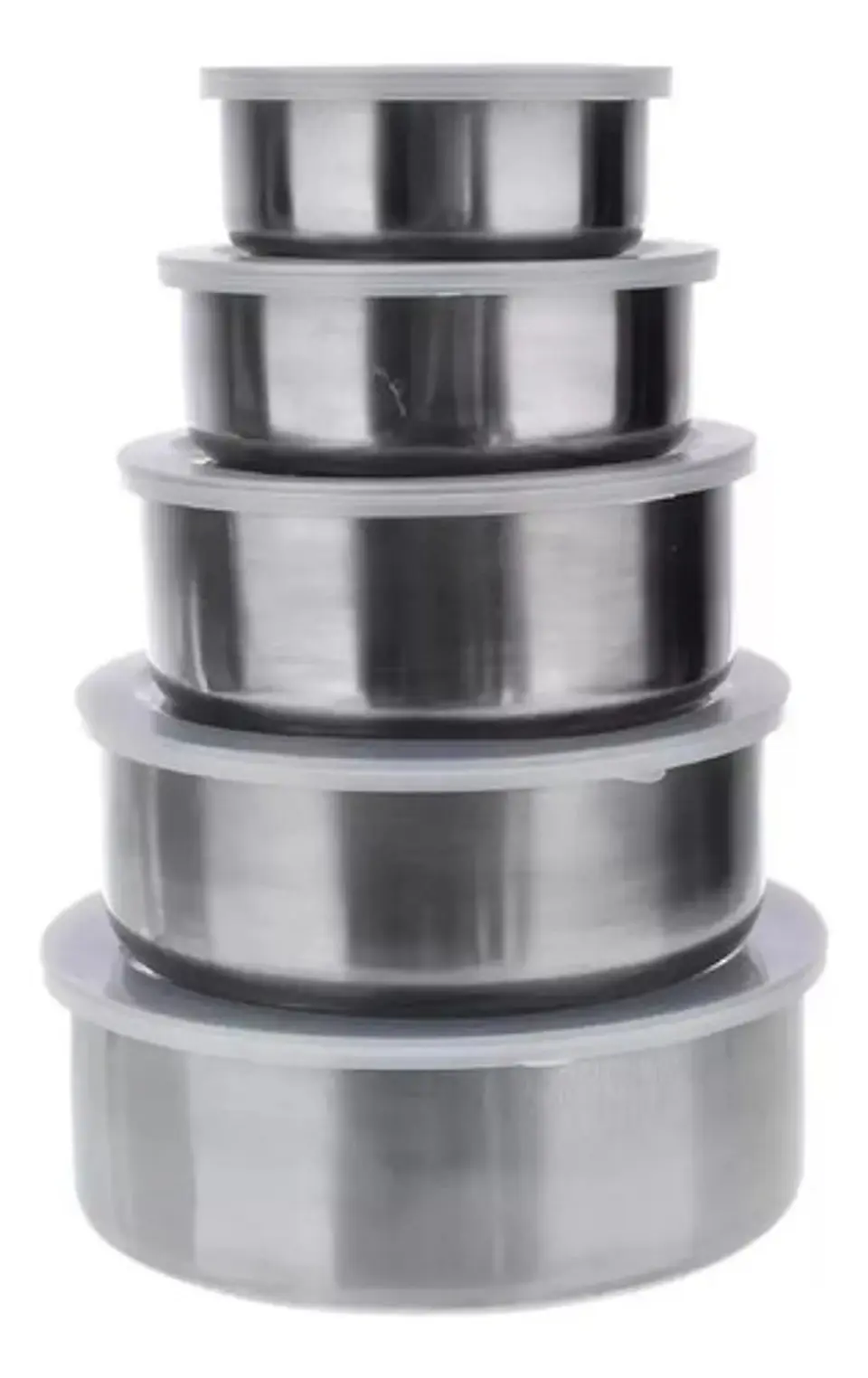 5 Bowls Acero Inoxidable Imperial Home Con Tapa Plateados Plateado 1