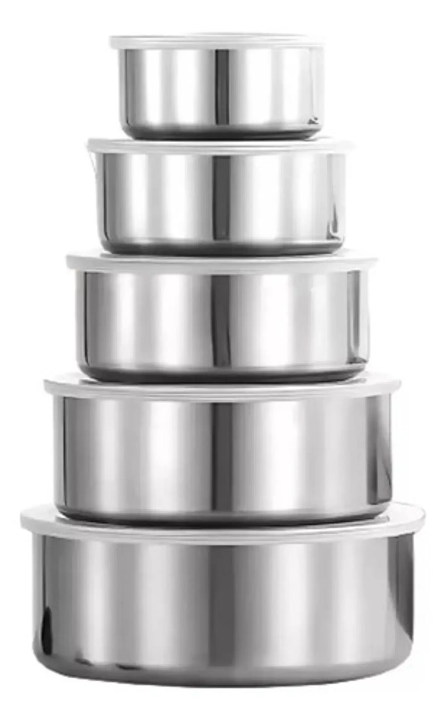 5 Bowls Acero Inoxidable Imperial Home Con Tapa Plateados Plateado 4