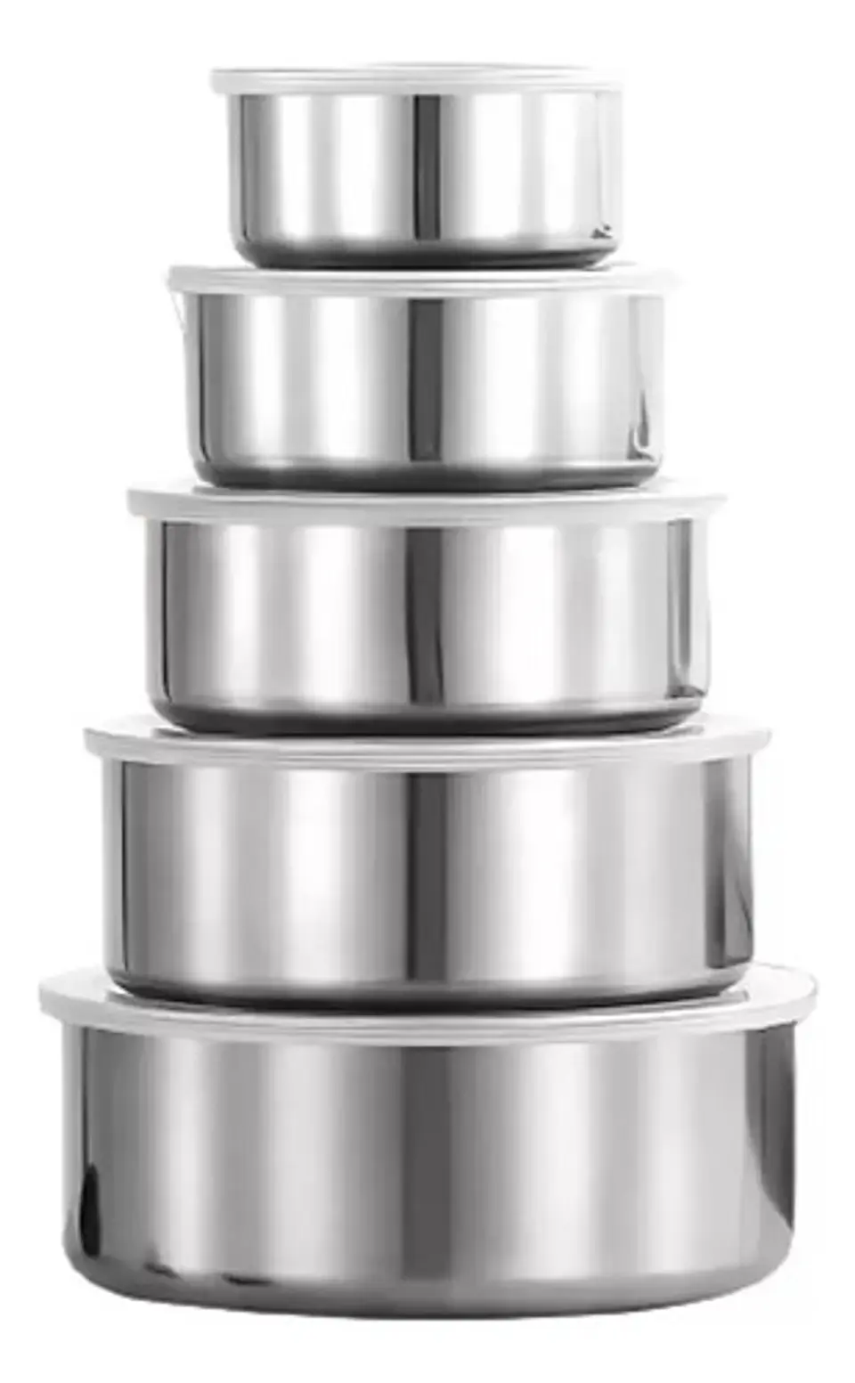 5 Bowls Acero Inoxidable Imperial Home Con Tapa Plateados Plateado 4