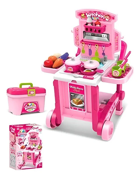 Cocina De Juguete Kitchen Little 006-927 Rosada Con Luz Sonido Accesorios Rosado