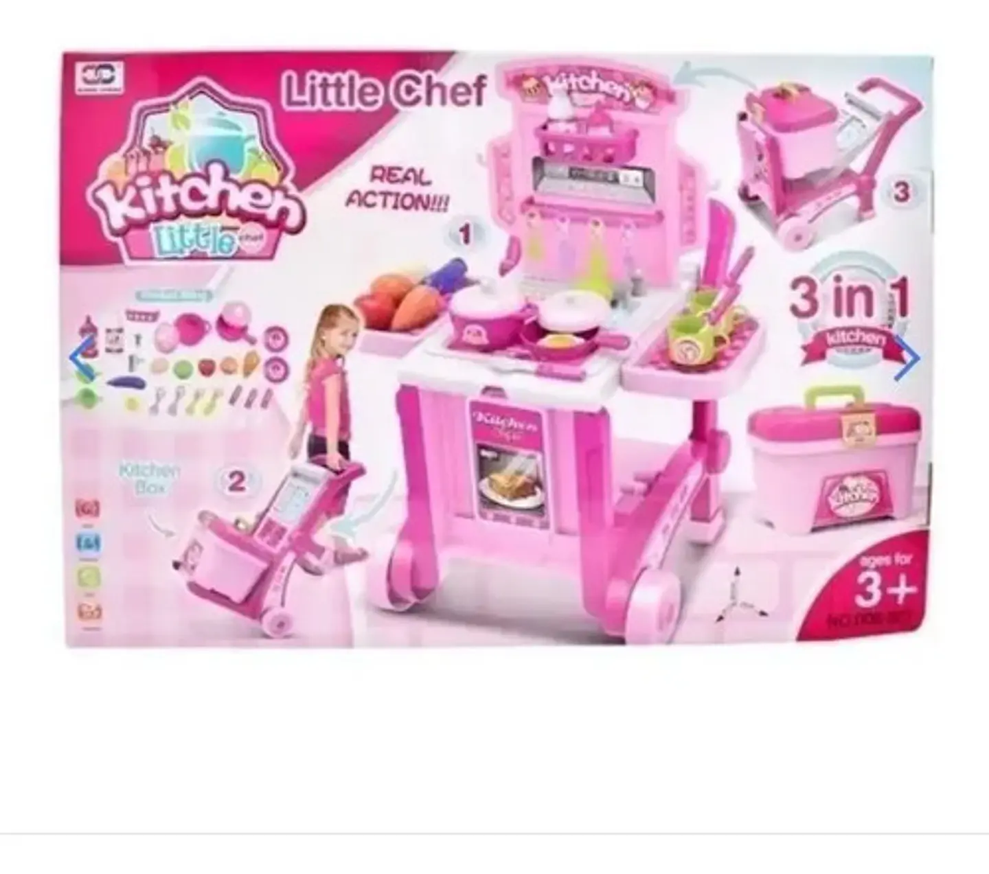 Cocina De Juguete Kitchen Little 006-927 Rosada Con Luz Sonido Accesorios Rosado 6