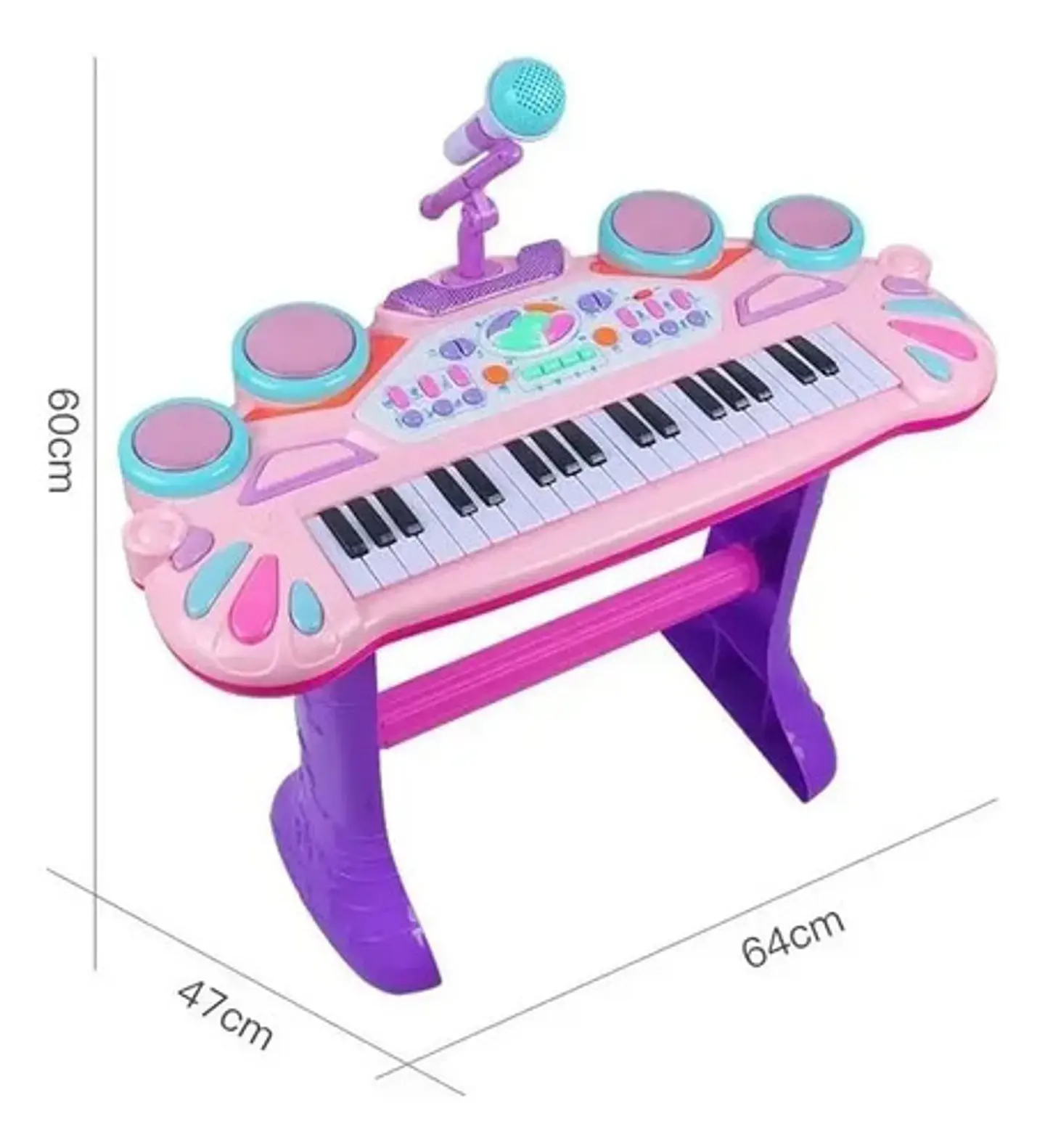 Piano Organeta Electrónica Musical Con Micrófono Y Silla  2