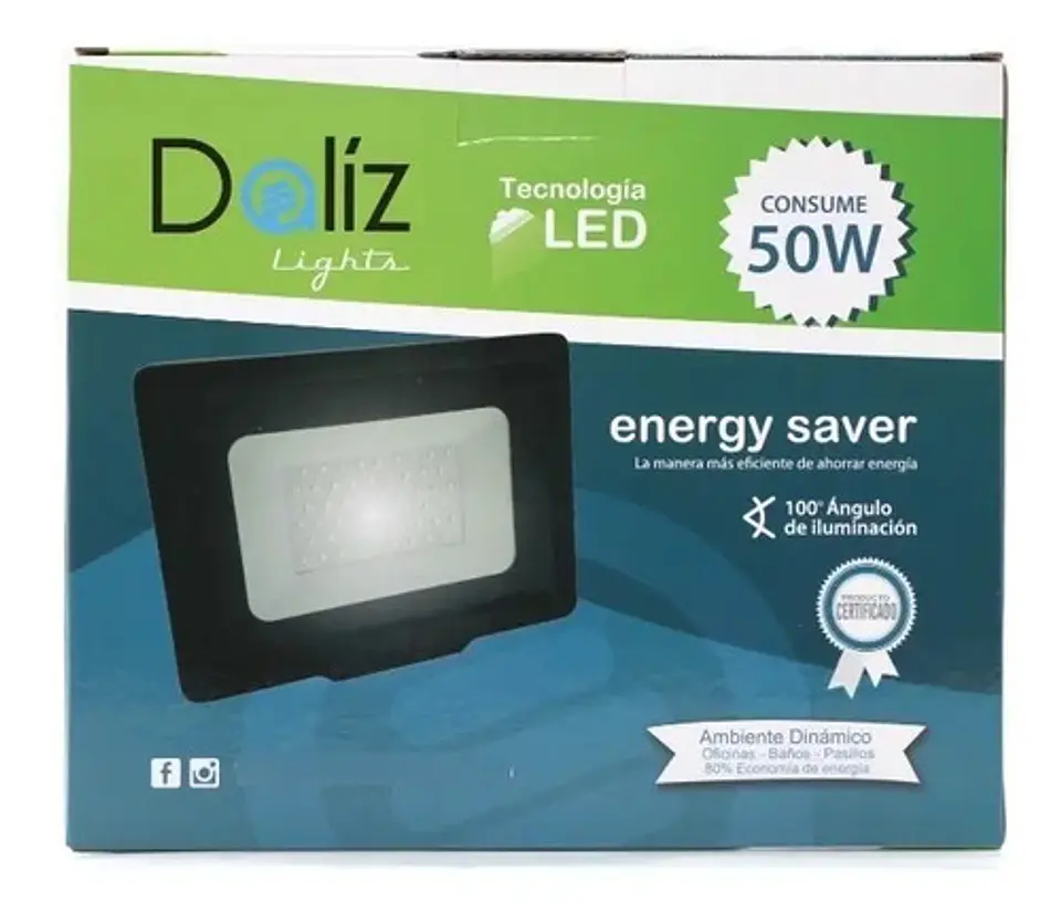 Reflector Led 50w Luz Fría Blanca 6500k Para Exterior 1408 5